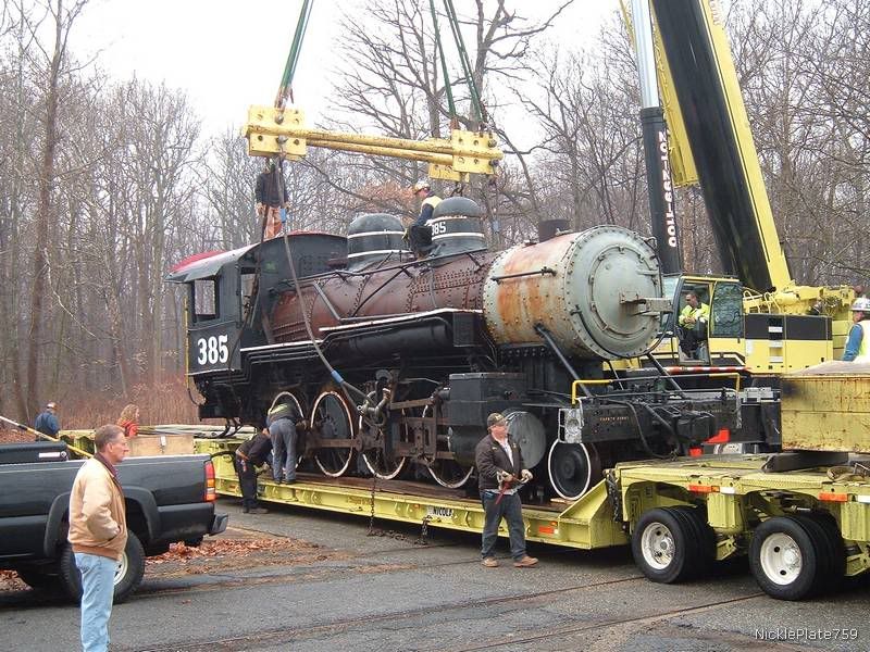 Photos of Morris County Central 385 being hoisted - Steam